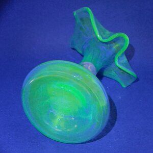 Vtg Fenton Art Glass 1556 Jack in the Pulpit Vase Twilight Blue S Bryan Glows